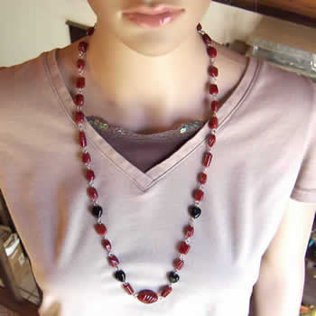 Red & Black Heart Art Beads